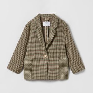 Zara Kids Houndstooth Blazer - Brown and Green